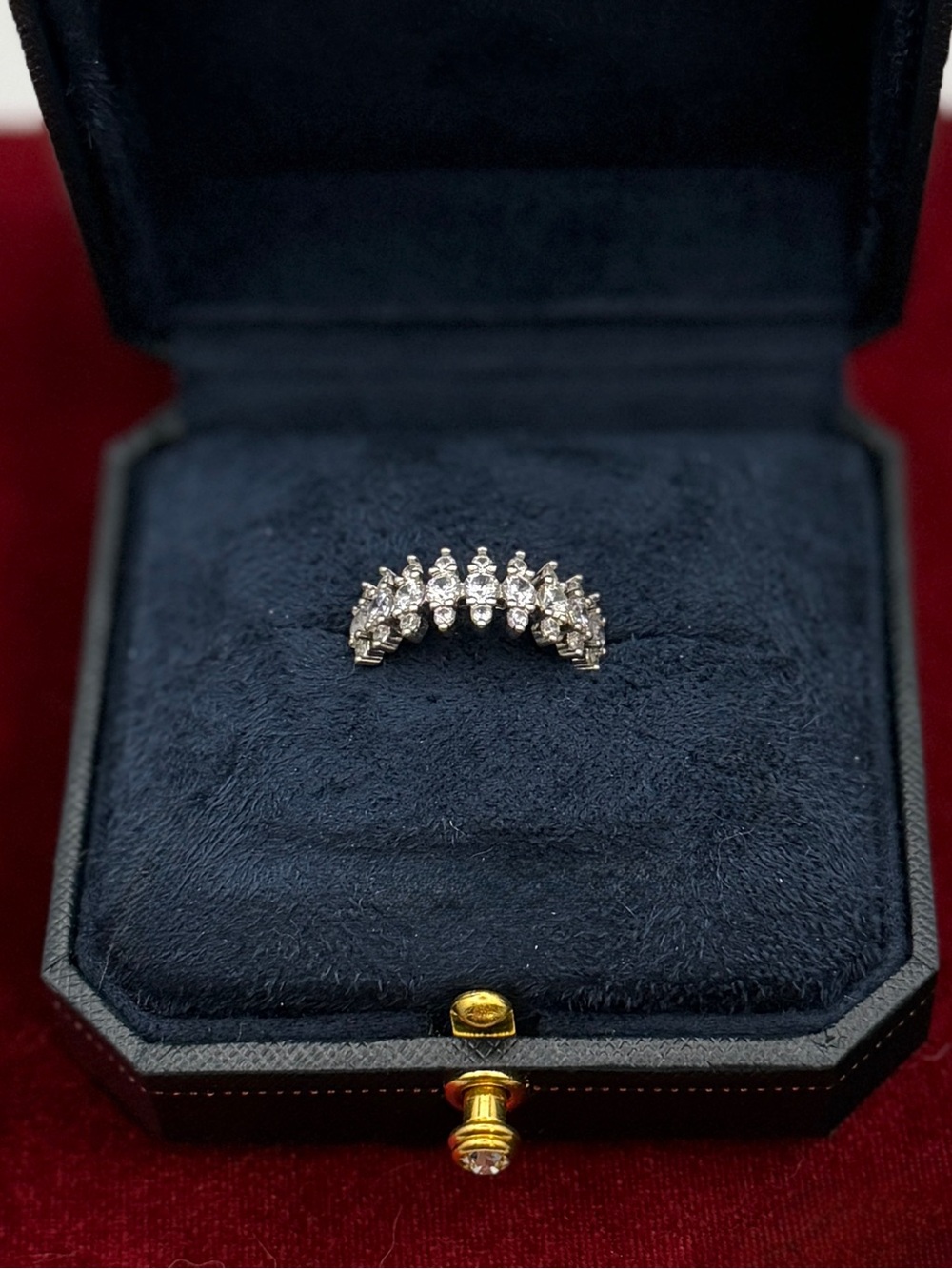 Stunning Marquise & Round CZ Statement Ring - Sterling Silver